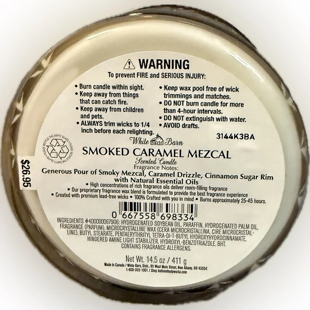 💛🩶WHITE BARN💛🩶Smoked Caramel Mezcal 3-Wick Candle/NWT - Picture 6 of 6